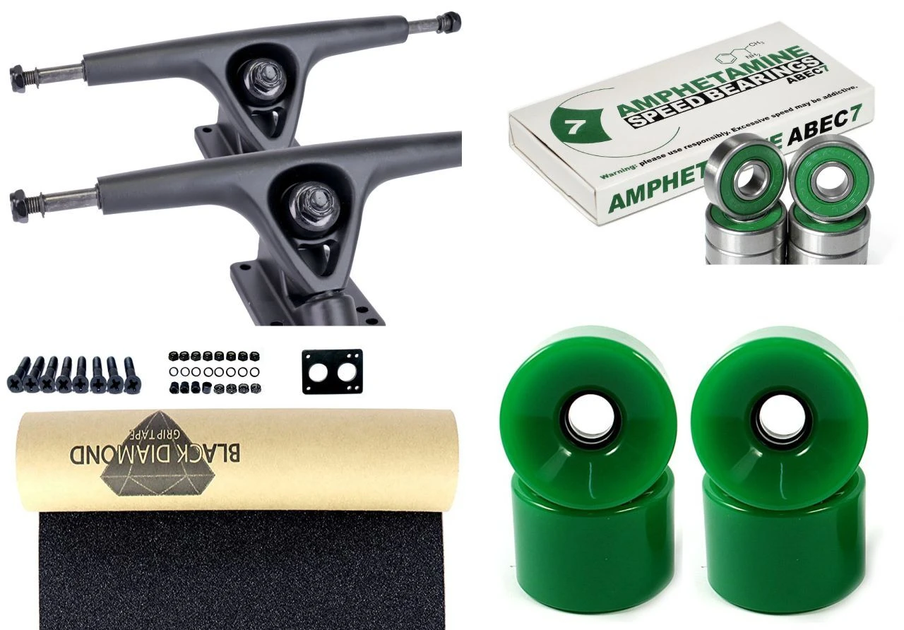 Impact Longboard Achsen Set 180mm Black / Green Wheels 70mm 3 Impact Longboard Achsen Set 180mm Black / Green Wheels 70mm