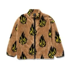HUF Flamin Zip Sherpa Fleece - Oatmeal